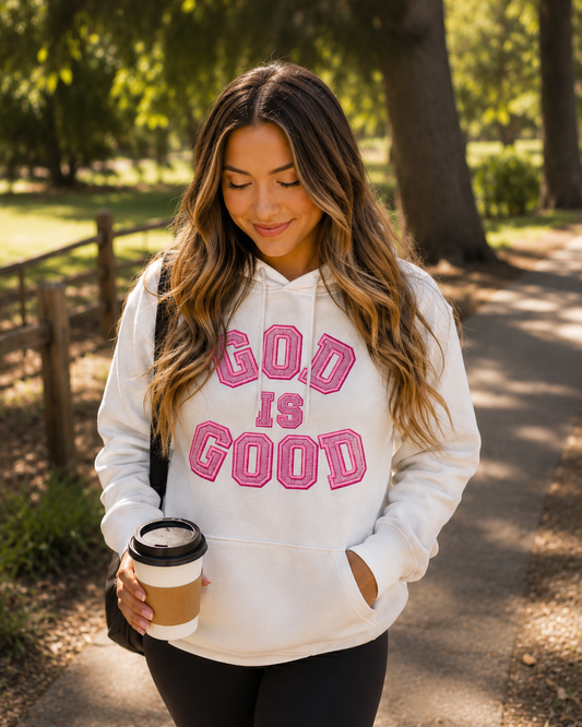 God Is Good Mylar Embroidered Sweatshirt