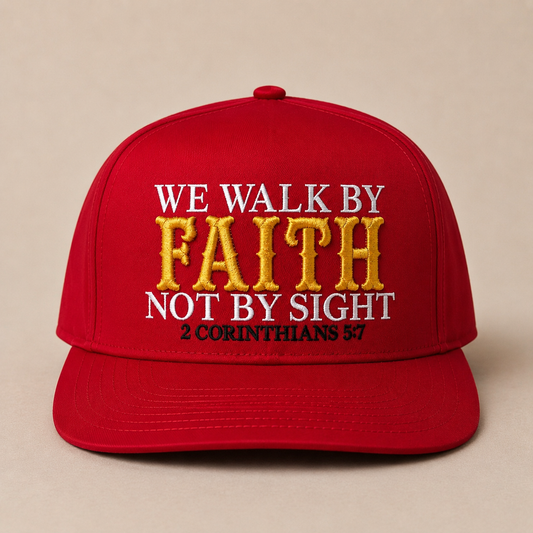 We Walk By Faith Embroidered Snapback Hat - BAY EDITION