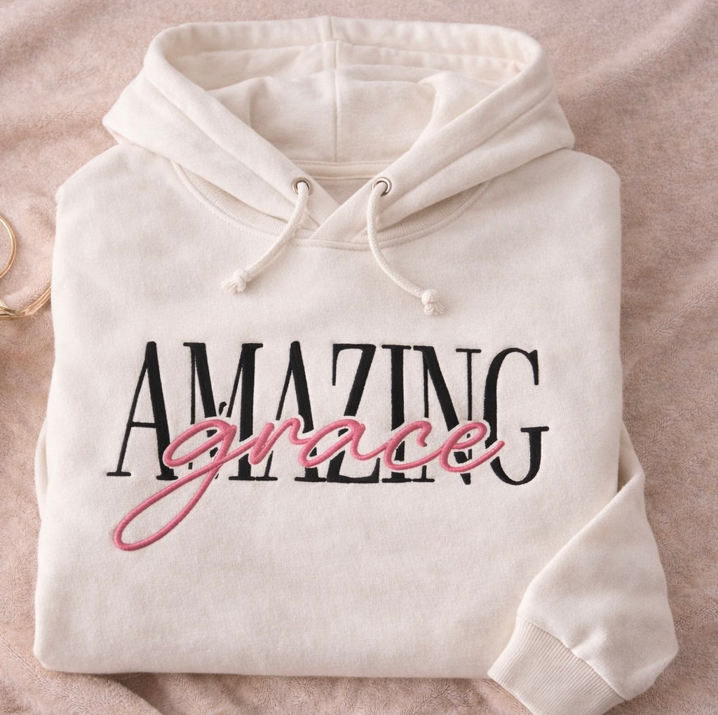 Amazing Grace 3D Puff Embroidered Hoodie