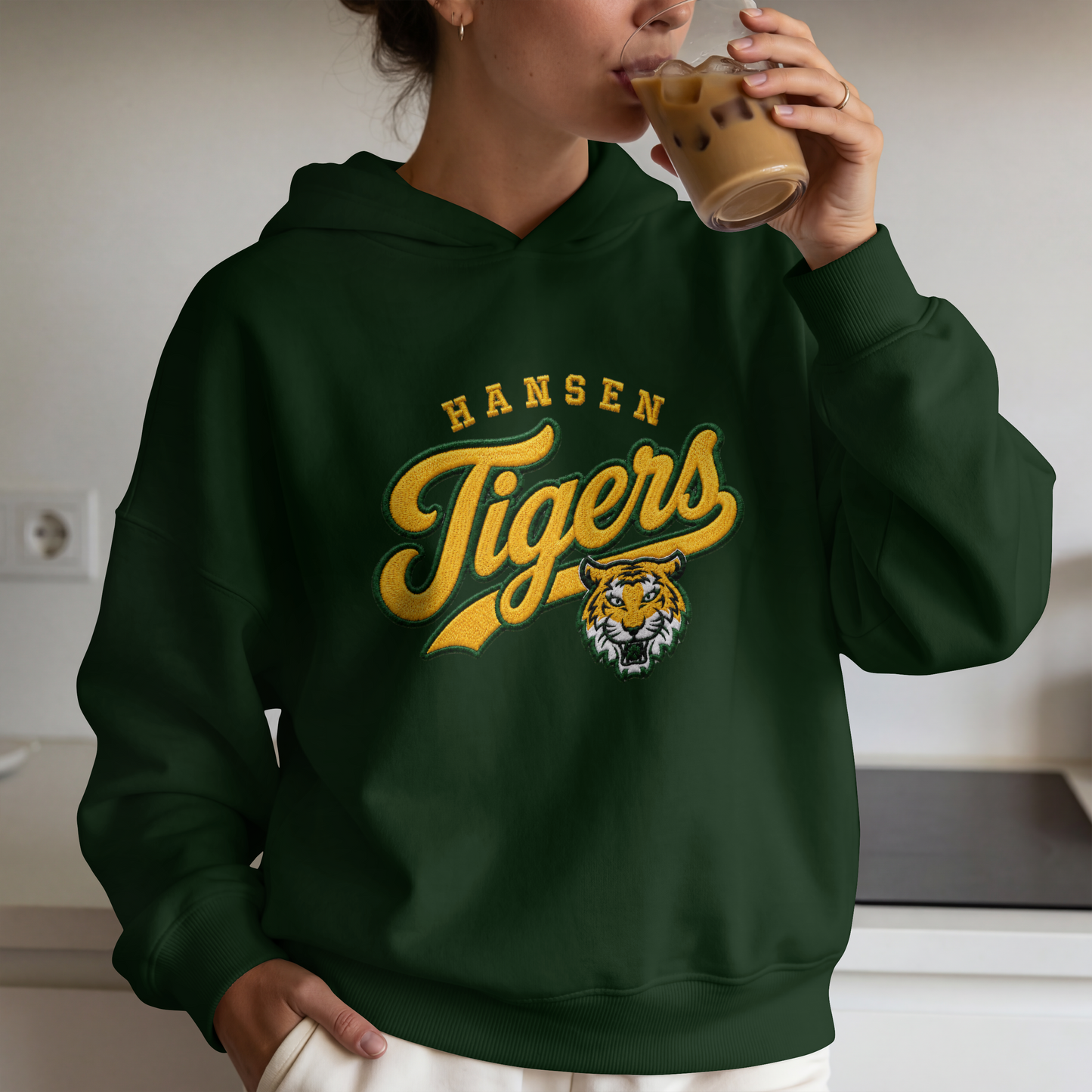 Hansen Tigers Embroidered Hoodie – Large Center