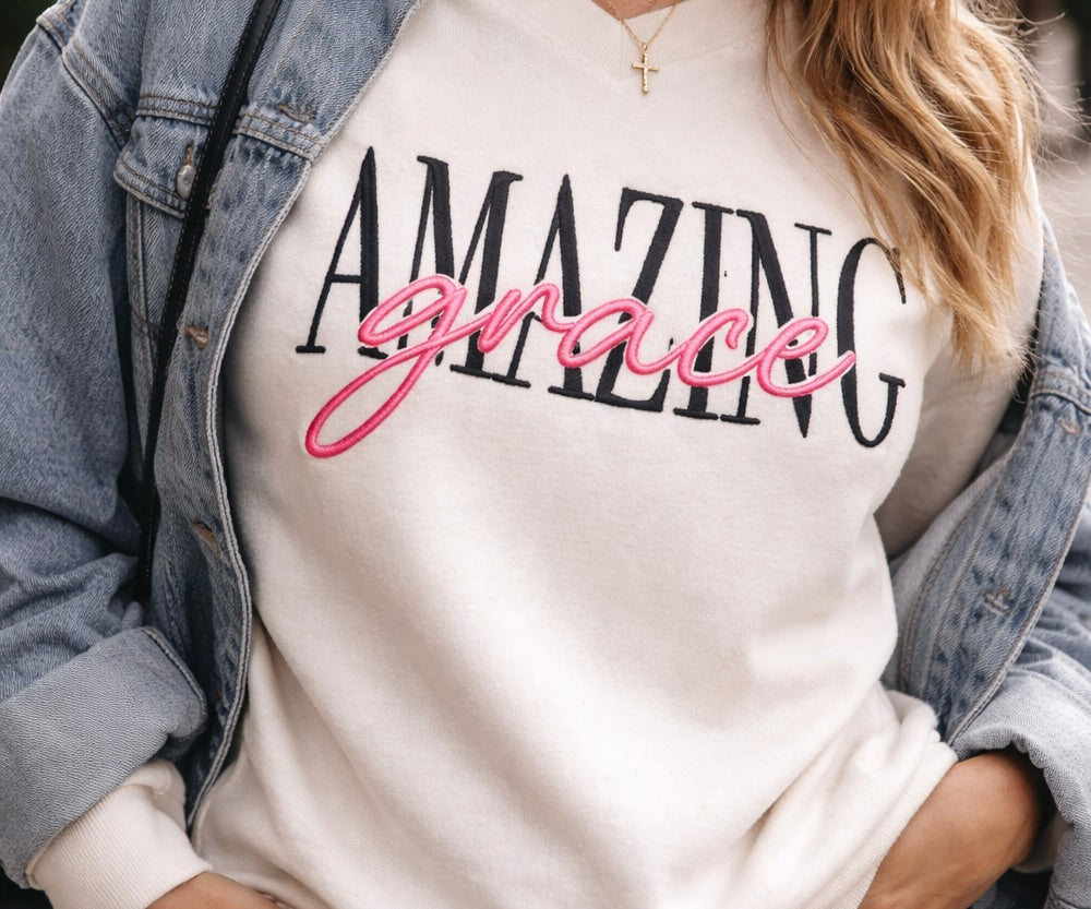 Amazing Grace 3D Puff Embroidered Hoodie