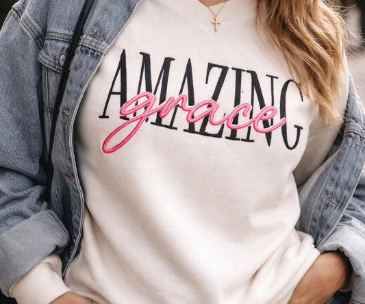 Amazing Grace 3D Puff Embroidered Hoodie