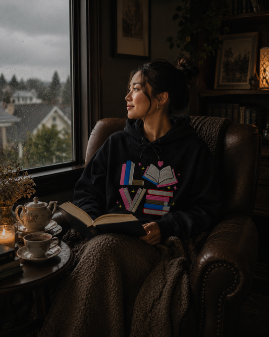 Cozy Book Lover Embroidered Sweatshirt